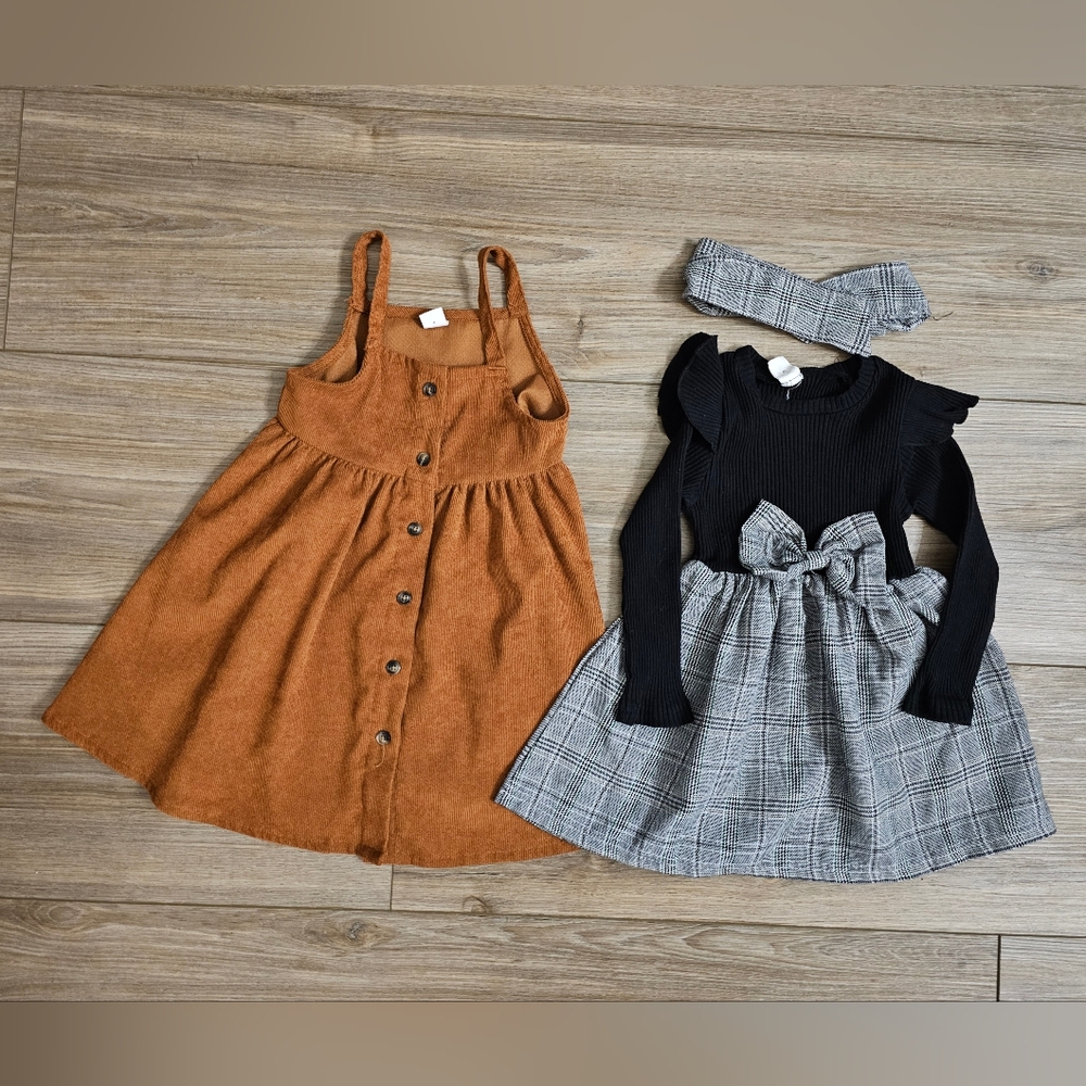 2 Stylish Kids Fall Dress Set - Black and Brown